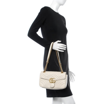 Gucci Calfskin Matelasse Small GG Marmont Shoulder Bag White 3 of 8