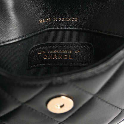Chanel Lambskin Quilted Pearl Top Handle Clutch With Chain Black 8 of 15