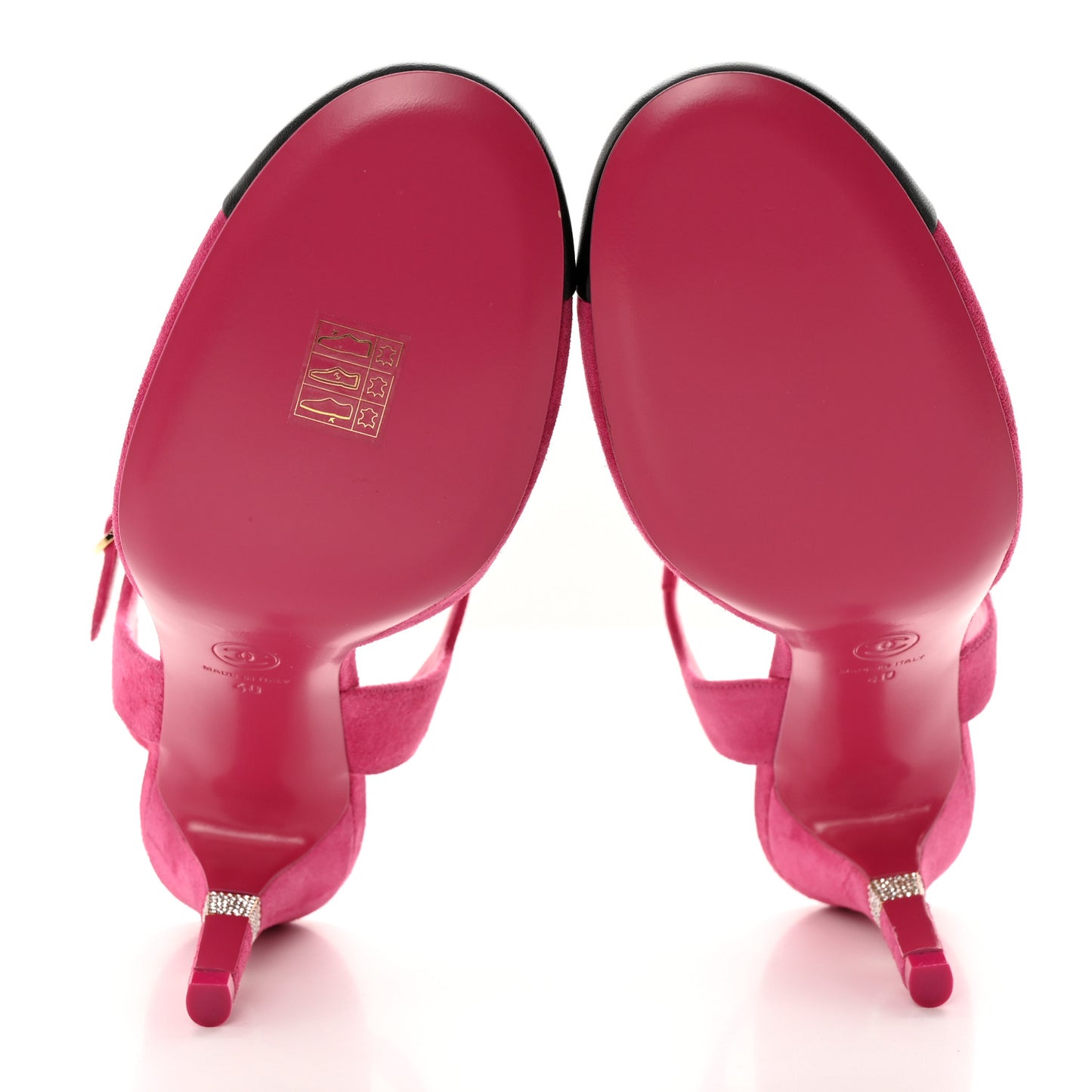 Suede Lambskin Cap Toe Crystal Slingback Pumps 40 Fuchsia Black