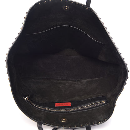 Valentino Garavani Grained Calfskin Rockstud Shoulder Tote Black 5 of 14