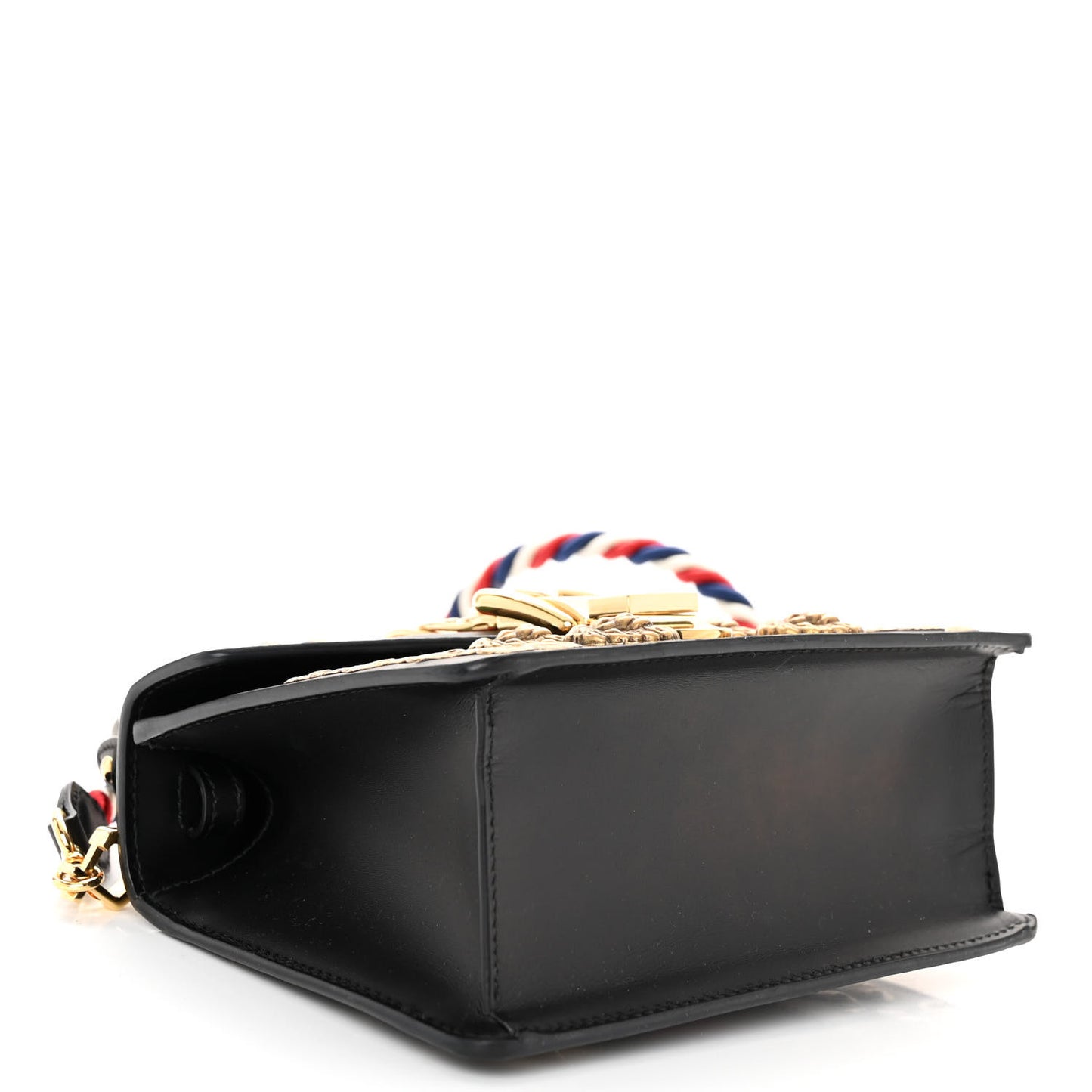 Calfskin Animal Studs Mini Sylvie Top Handle Bag Black