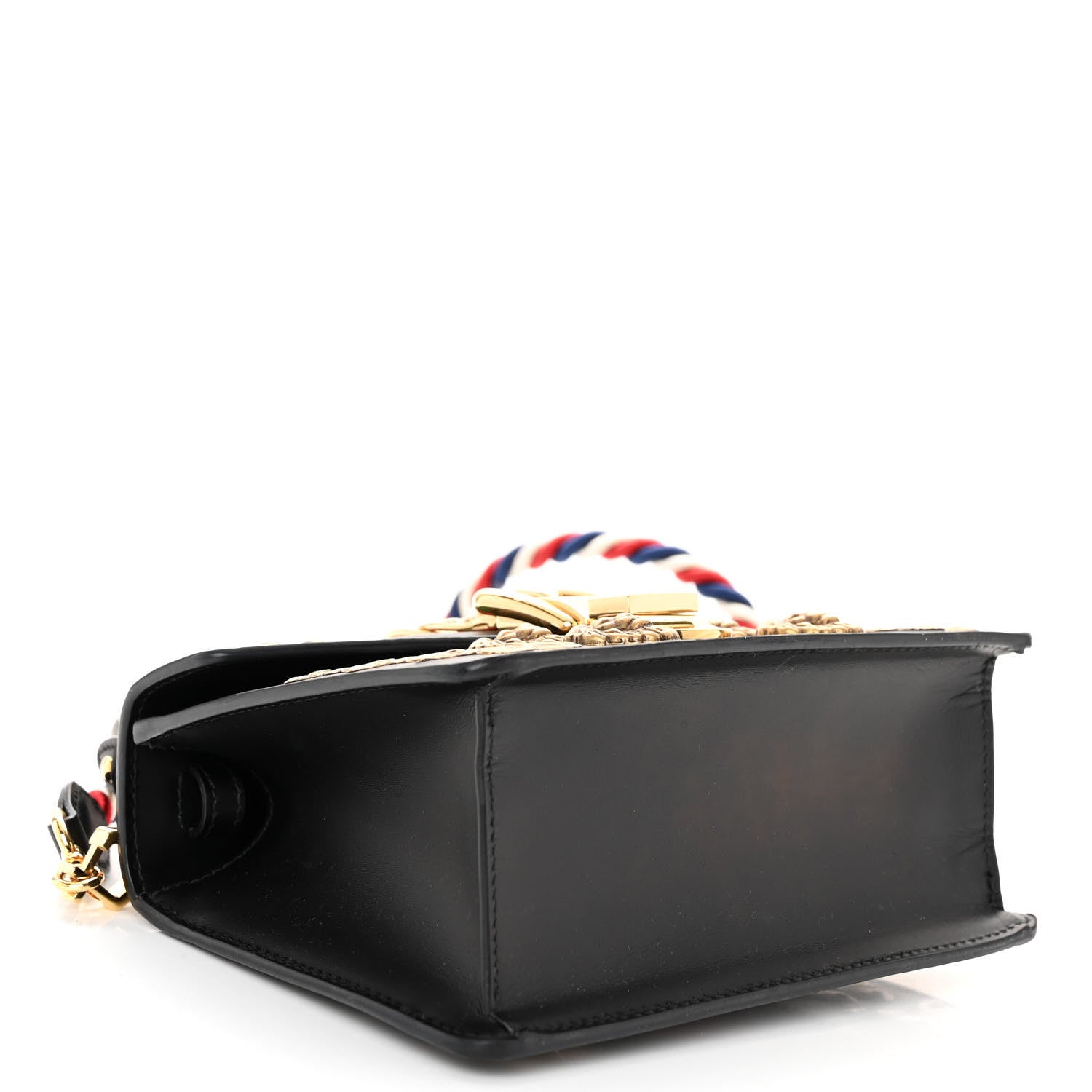 Gucci Calfskin Animal Studs Mini Sylvie Top Handle Bag Black 4 of 13