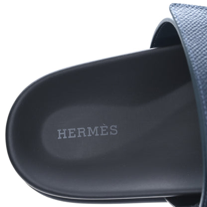 Hermes Epsom Mens Chypre Sandals 42 Black Bleu Céleste 8 of 9
