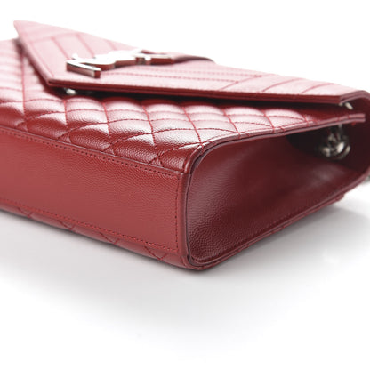 Saint Laurent Grain De Poudre Textured Mixed Matelasse Triquilt Medium Monogram Satchel Rouge Eros 7 of 10