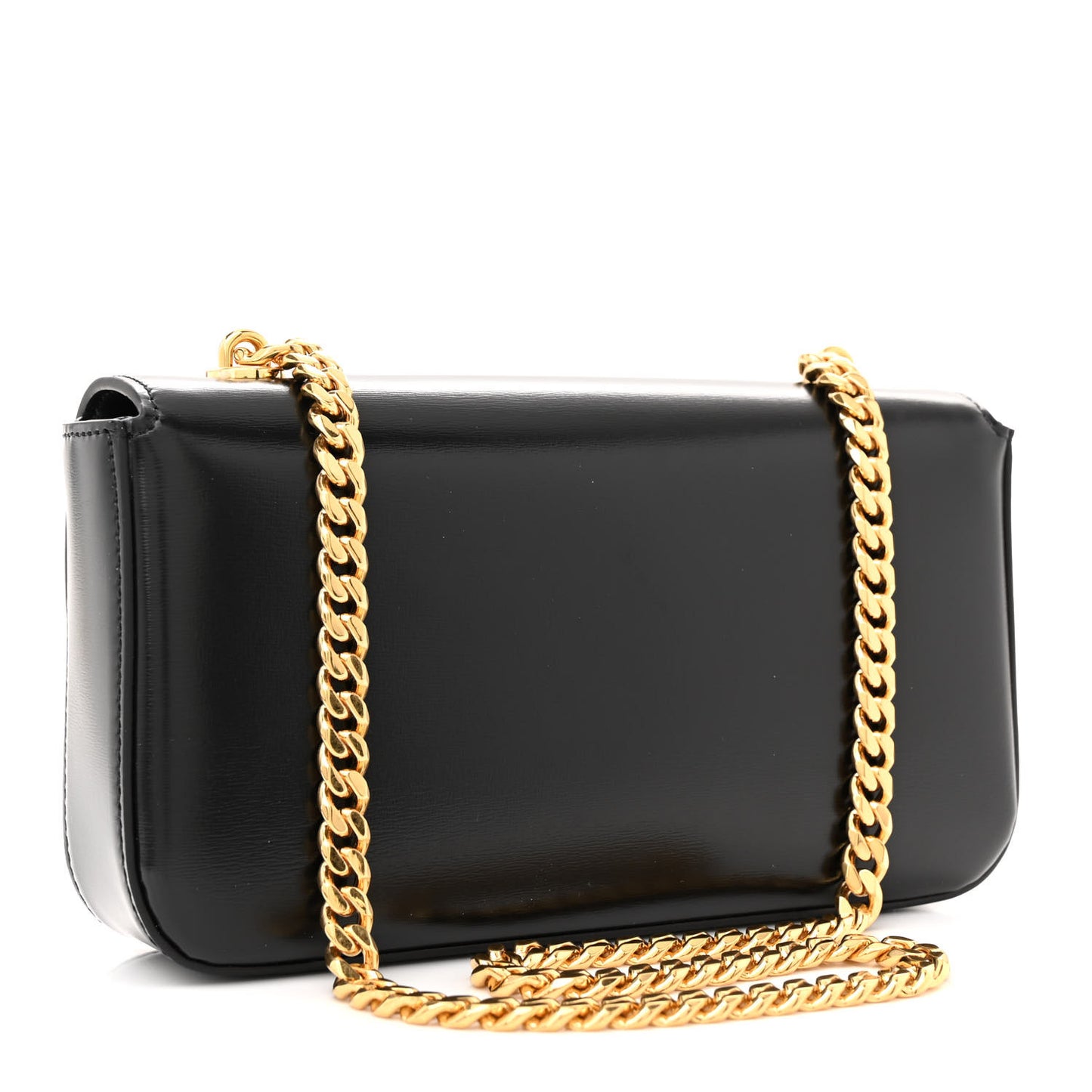 Shiny Calfskin Triomphe Chain Shoulder Bag Black