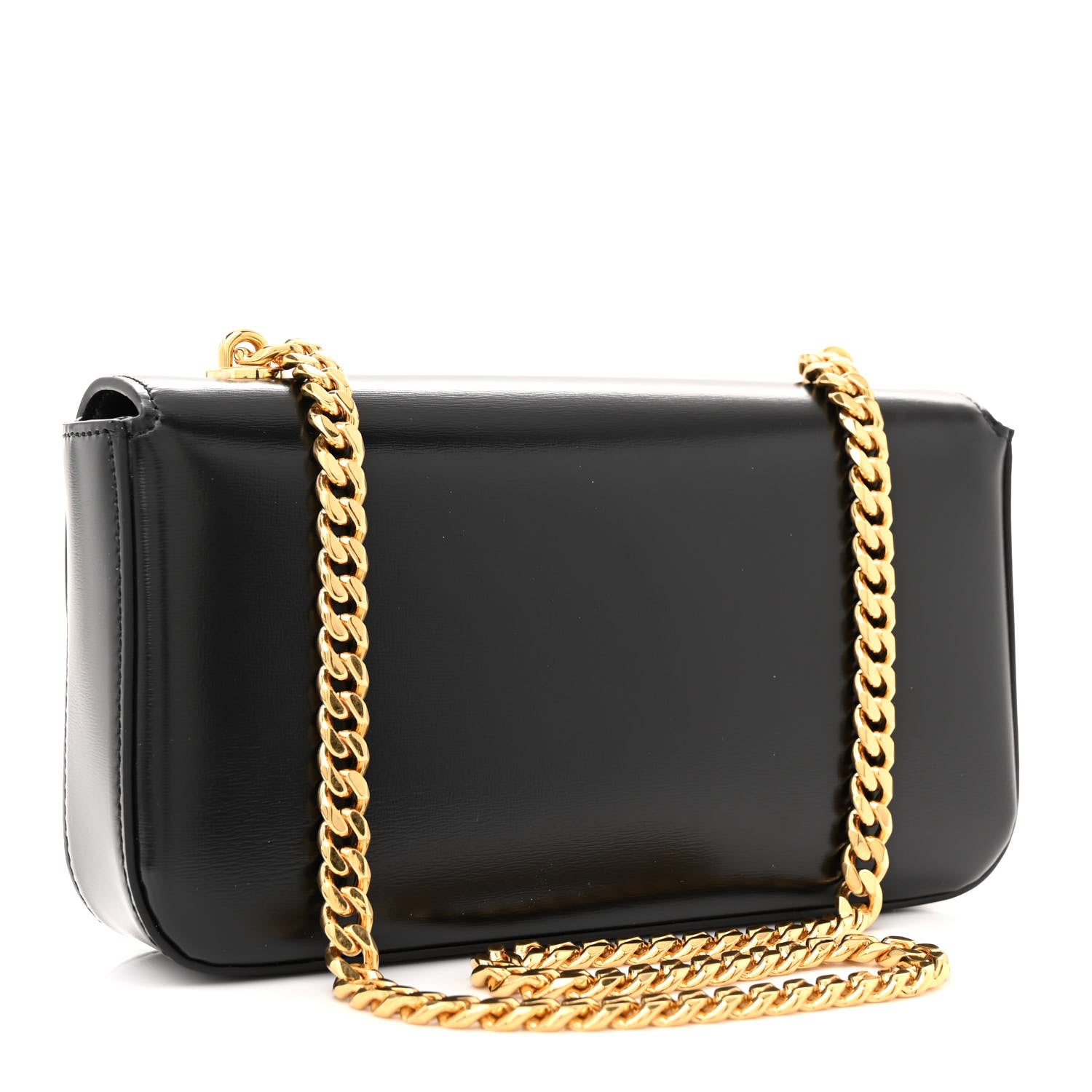 Celine Shiny Calfskin Triomphe Chain Shoulder Bag Black 3 of 11