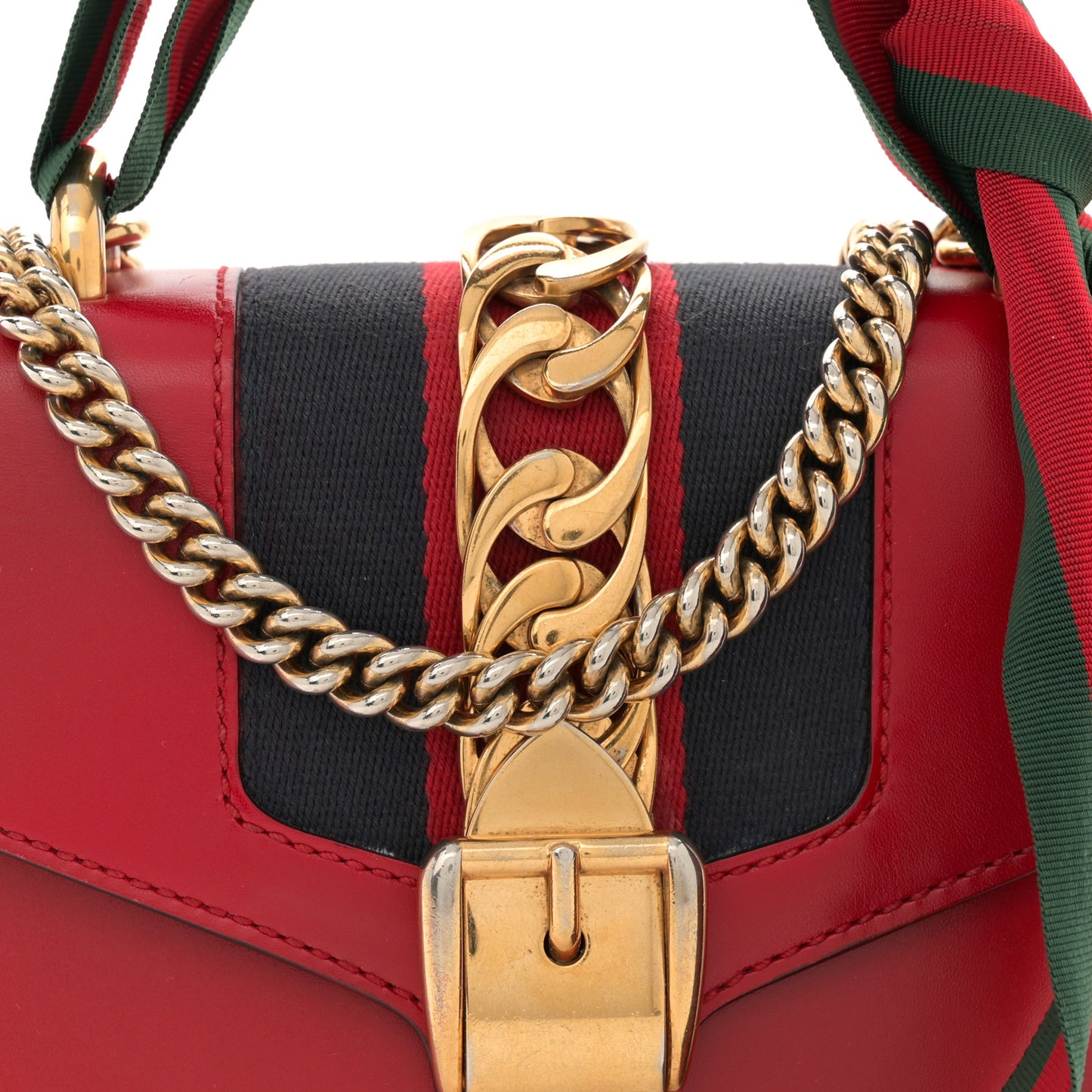 Calfskin Mini Sylvie Chain Shoulder Bag Hibiscus Red