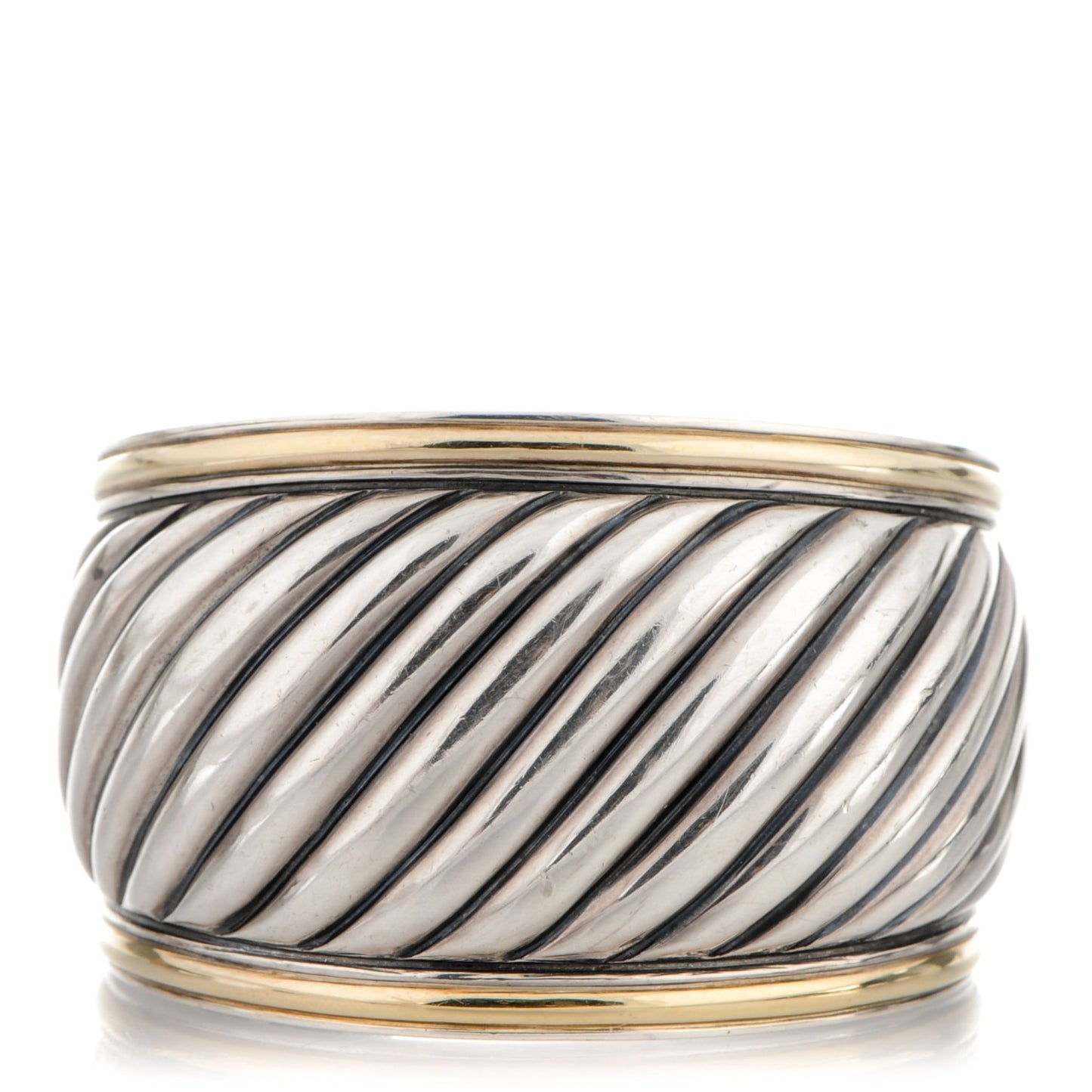 Sterling Silver 18k Gold 41mm Sculpted Cable Cuff