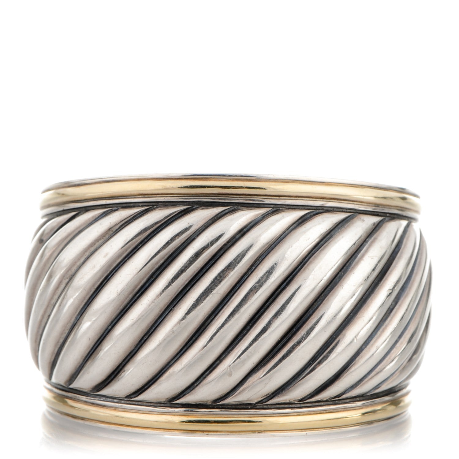 David Yurman Sterling Silver 18k Gold 41mm Sculpted Cable Cuff 1 of 4