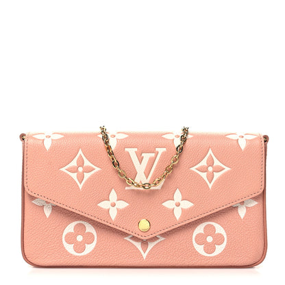 Louis Vuitton Empreinte Monogram Giant Felicie Pochette Chain Wallet Rose Trianon Creme 3 of 12