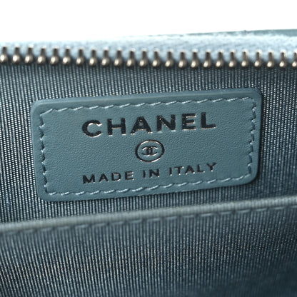 Chanel Lambskin Camellia Embossed Studded Zip Coin Purse Blue 6 of 7