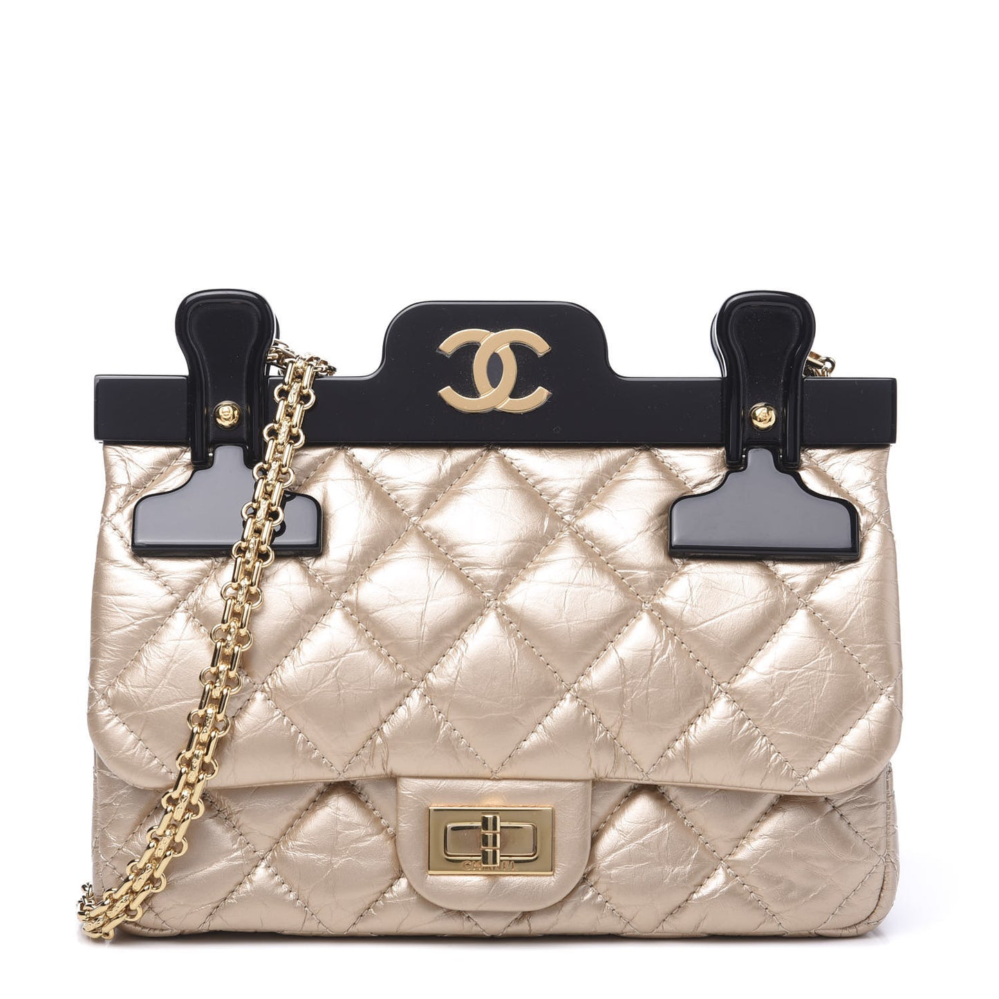 Aged Calfskin Quilted 2.55 Reissue Mini Hanger Flap Gold