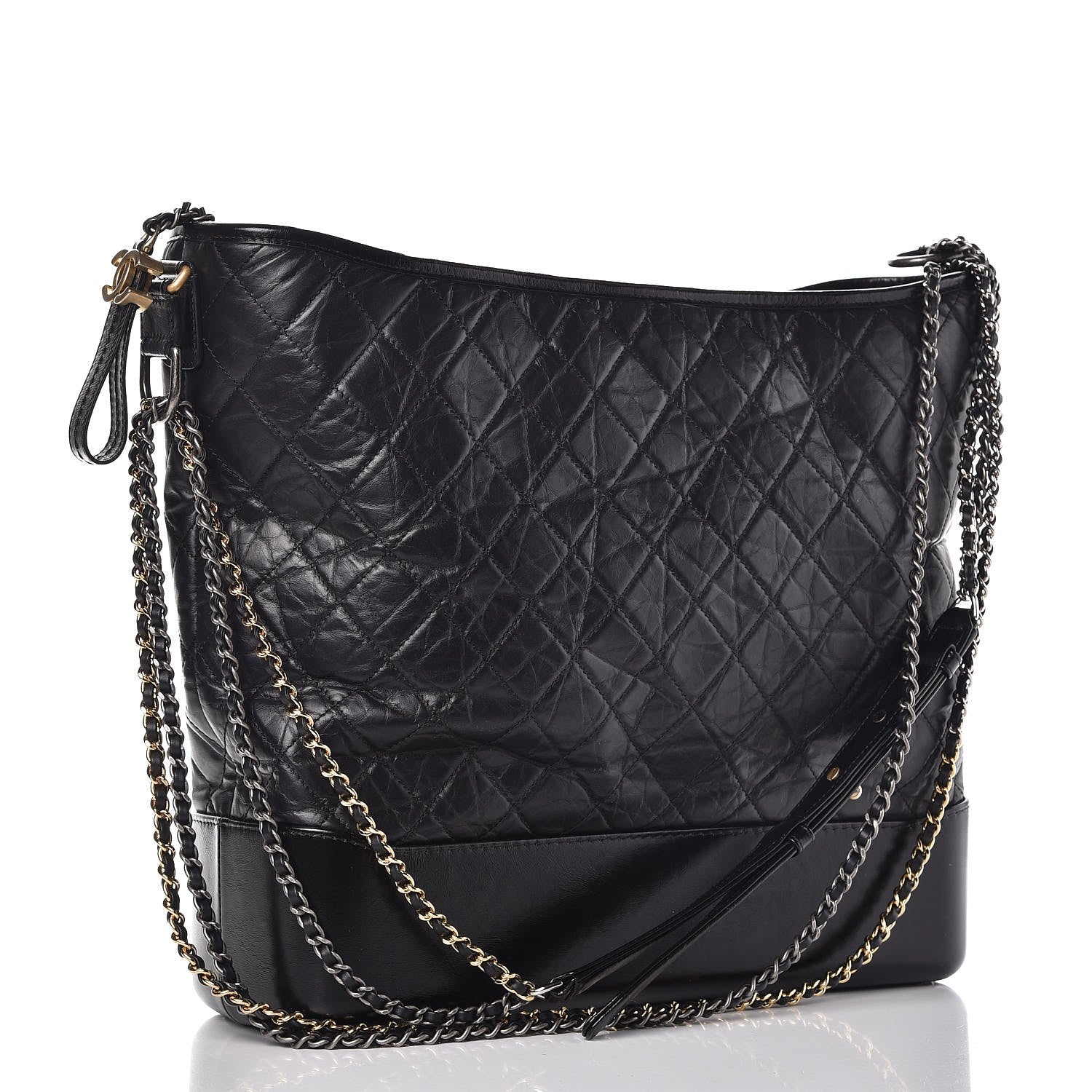 Chanel Aged Calfskin Quilted Large Gabrielle Hobo Black 3 of 8