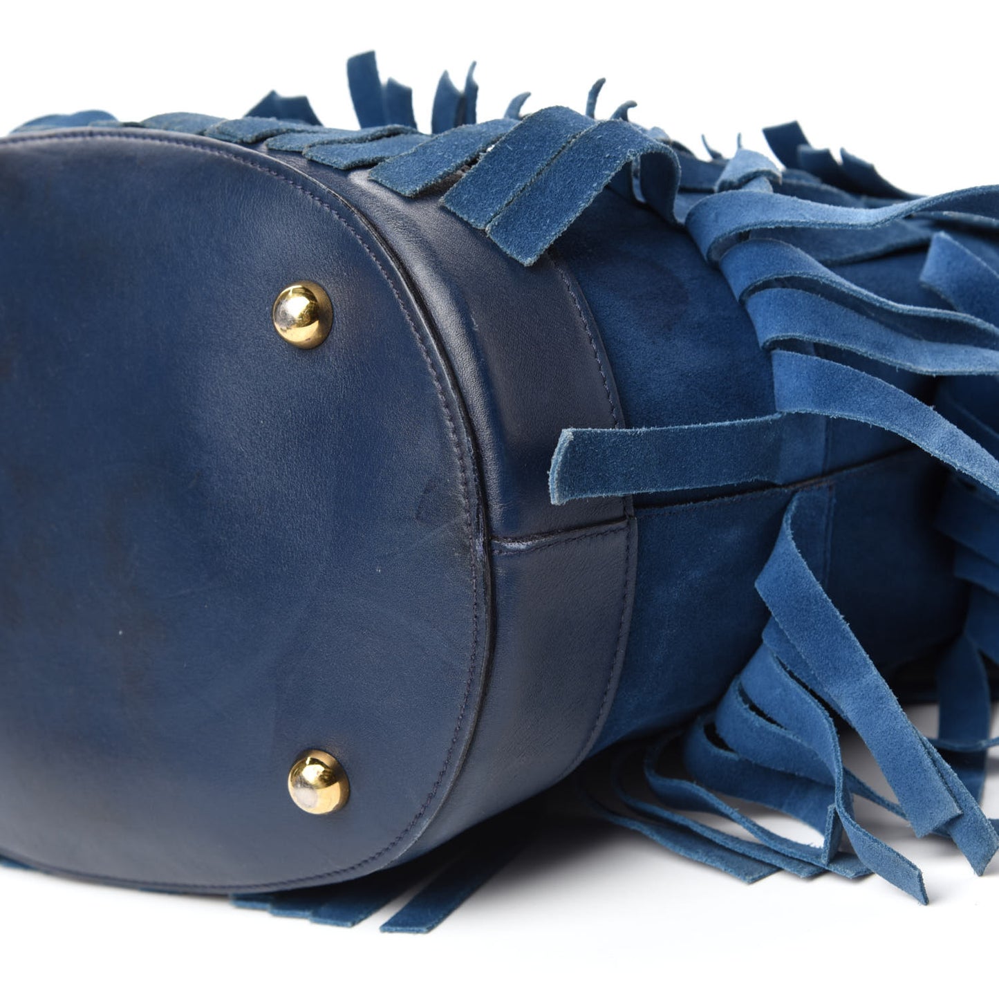 Prorsum Suede Fringe Bucket Bag Blue