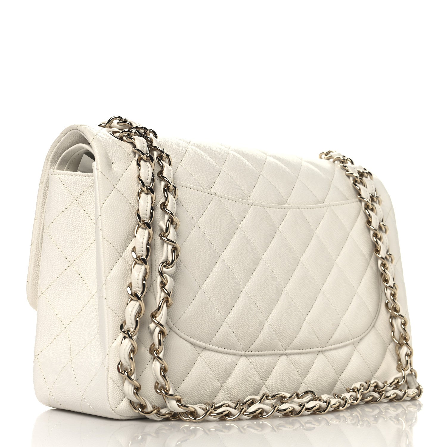 Chanel Caviar Quilted Jumbo Double Flap White 3 of 10