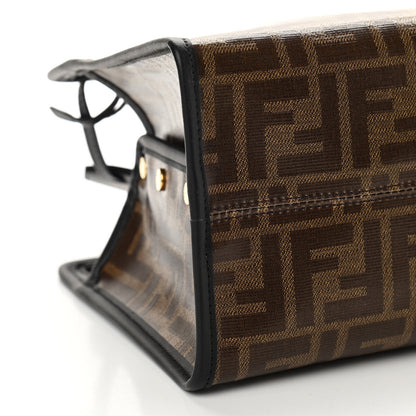Fendi Glazed Fabric Vitello Century FF 1974 Stamp Patch Mini Peekaboo Defender Cover Mogano Panna Black 9 of 10