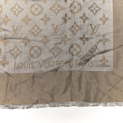Louis Vuitton Silk Lurex Wool Monogram Shine Shawl Greige 2 of 4