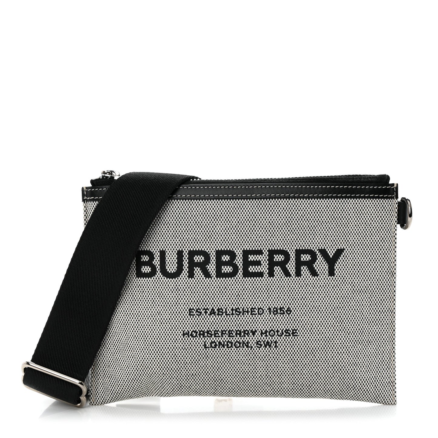 Canvas Horseferry Print Callum Crossbody Grey Black