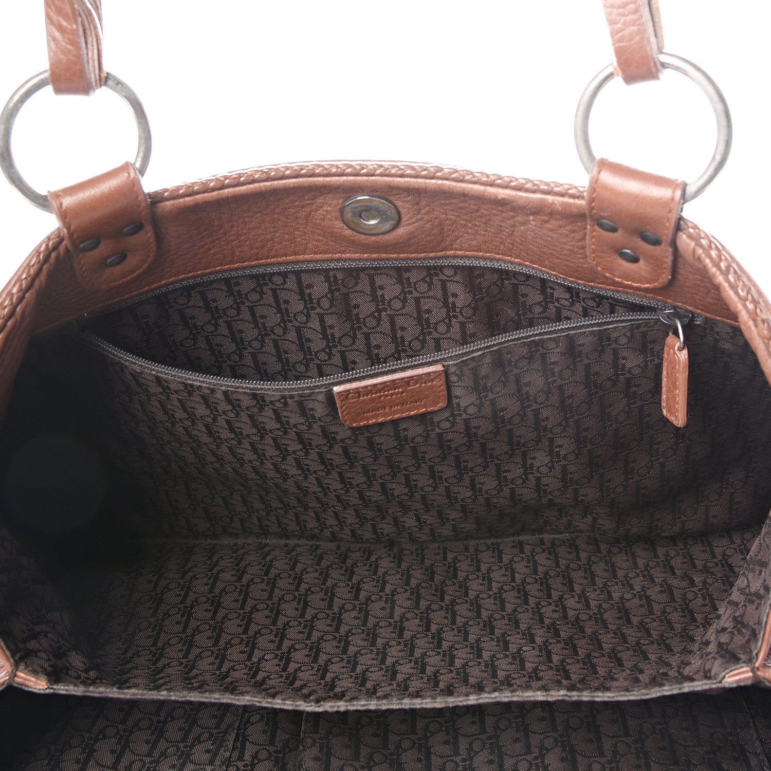 Christian Dior Calfskin Braided Gaucho Double Saddle Bag Brown 4 of 15