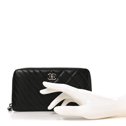 Chanel Glazed Calfskin Quilted Small Coco Boy Zip Around Wallet Black 2 of 8