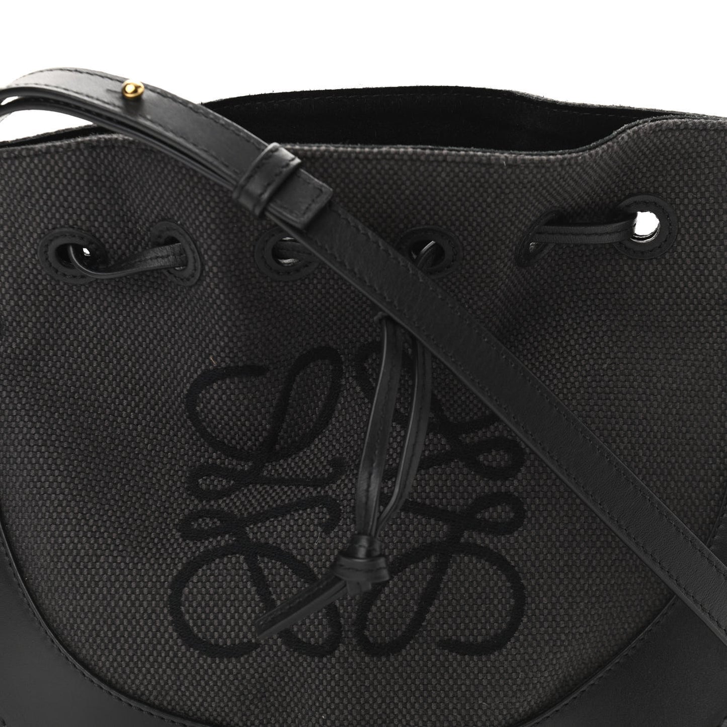 Canvas Nappa Anagram Small Horseshoe Bag Anthracite Black