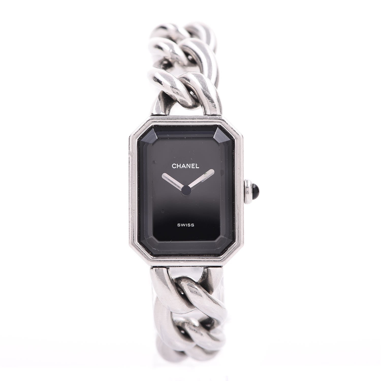 Chanel Stainless Steel 20mm Chain Premiere Quartz Watch Black L 1 of 6