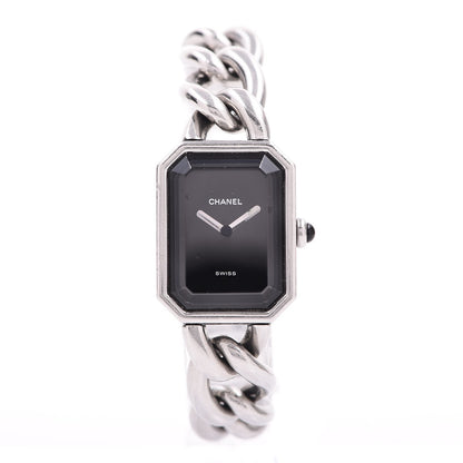 Chanel Stainless Steel 20mm Chain Premiere Quartz Watch Black L 1 of 6
