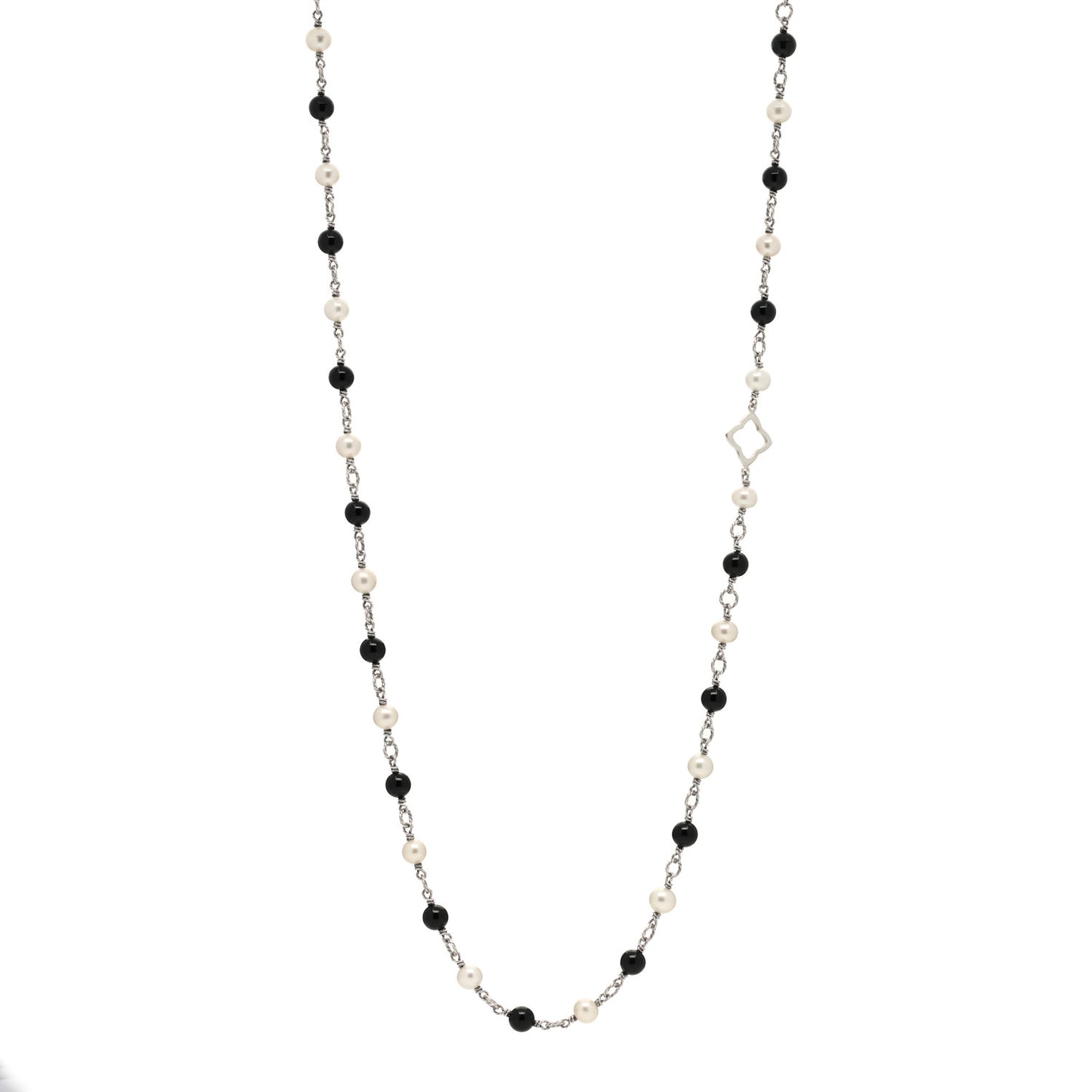 Sterling Silver Black Onyx Pearl Bijoux Necklace