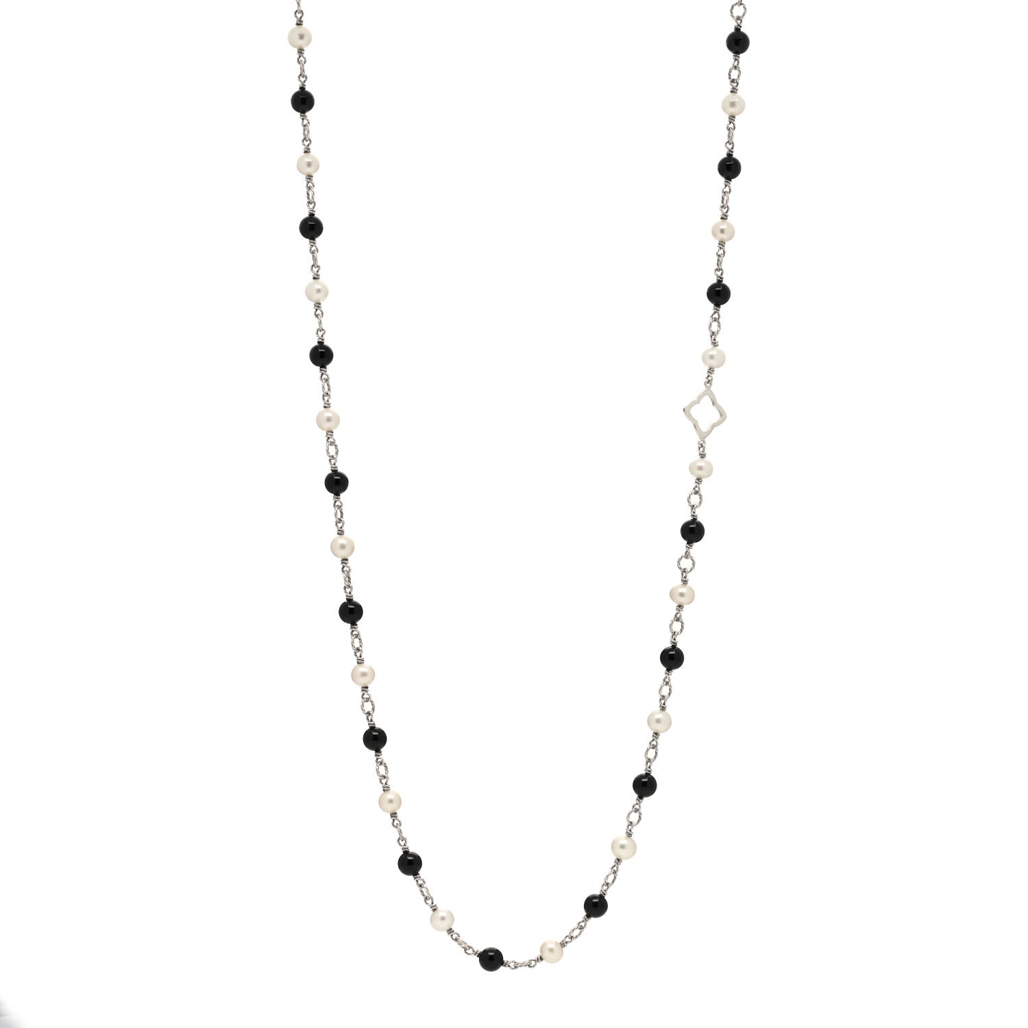David Yurman Sterling Silver Black Onyx Pearl Bijoux Necklace 1 of 4