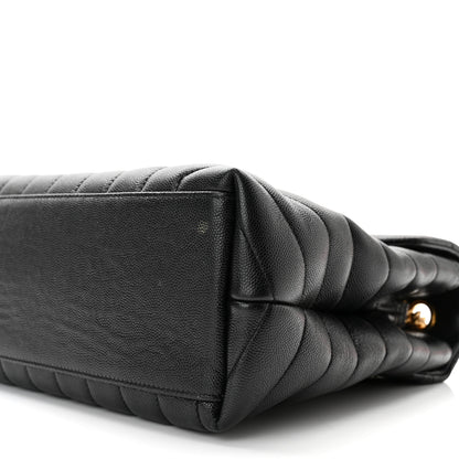 Saint Laurent Grain de Poudre Calfskin Y Quilted Monogram Medium Loulou Chain Satchel Black 10 of 10