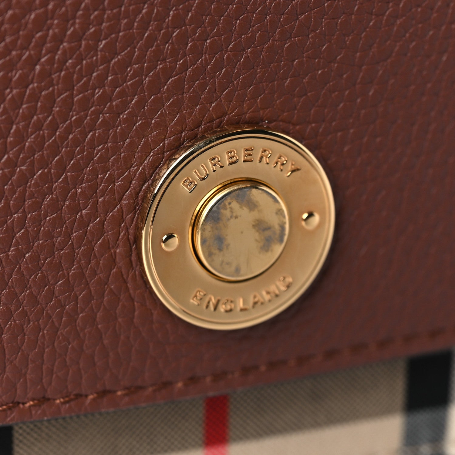 Burberry Calfskin Vintage Check Note Crossbody Bag Tan 9 of 9