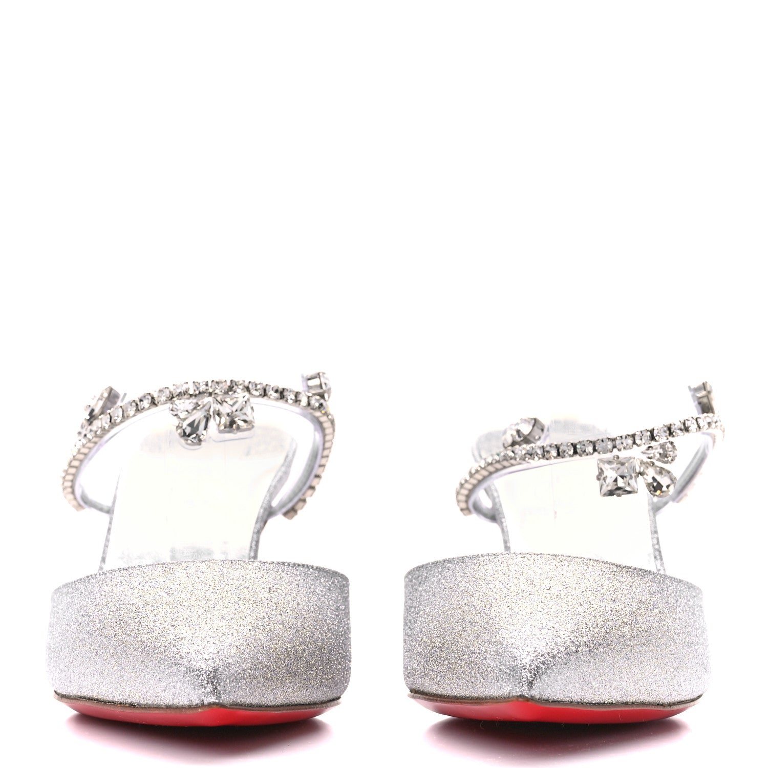 Christian Louboutin Calfskin Glitter Crystal Planet Queen 70 Mule Silver 2 of 7