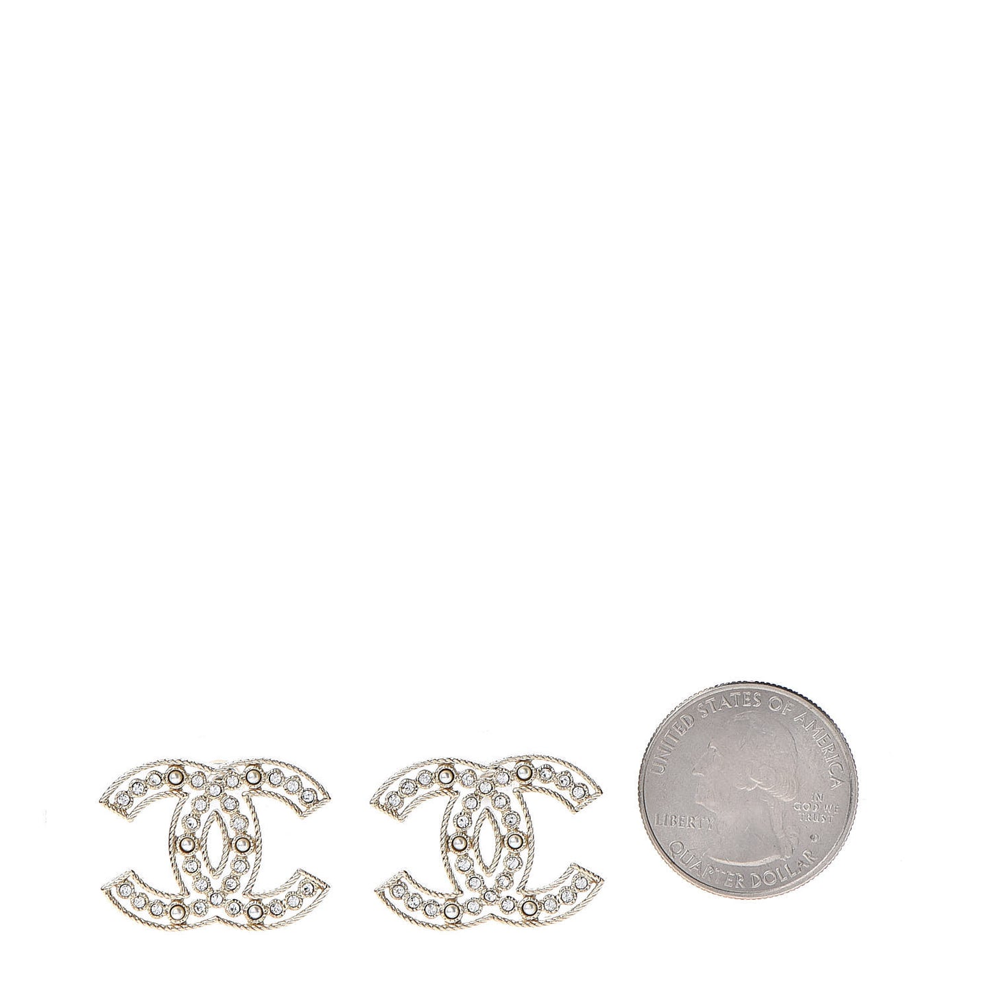 Pearl Crystal Sparkling Pearls CC Earrings Light Gold