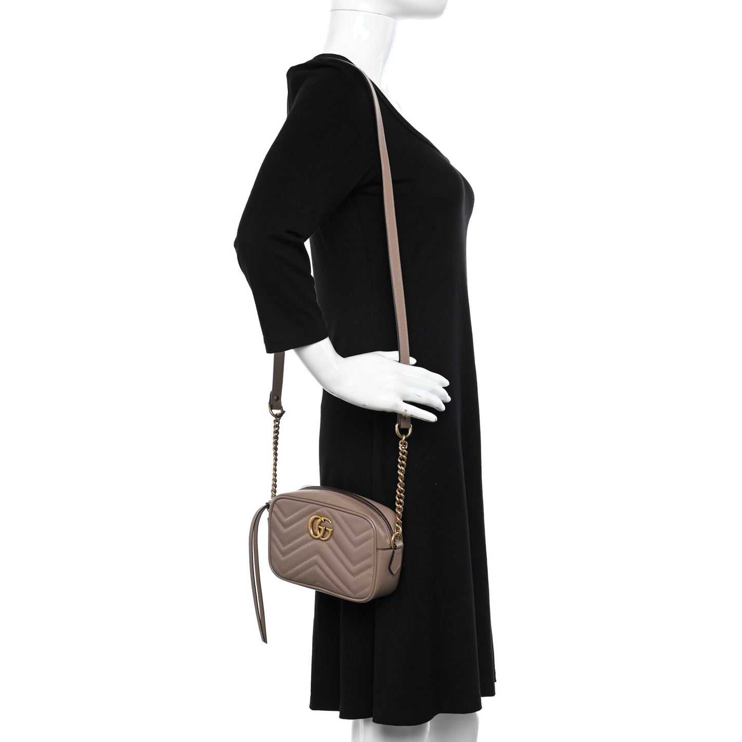 Calfskin Matelasse Mini GG Marmont Chain Shoulder Bag Porcelain Rose