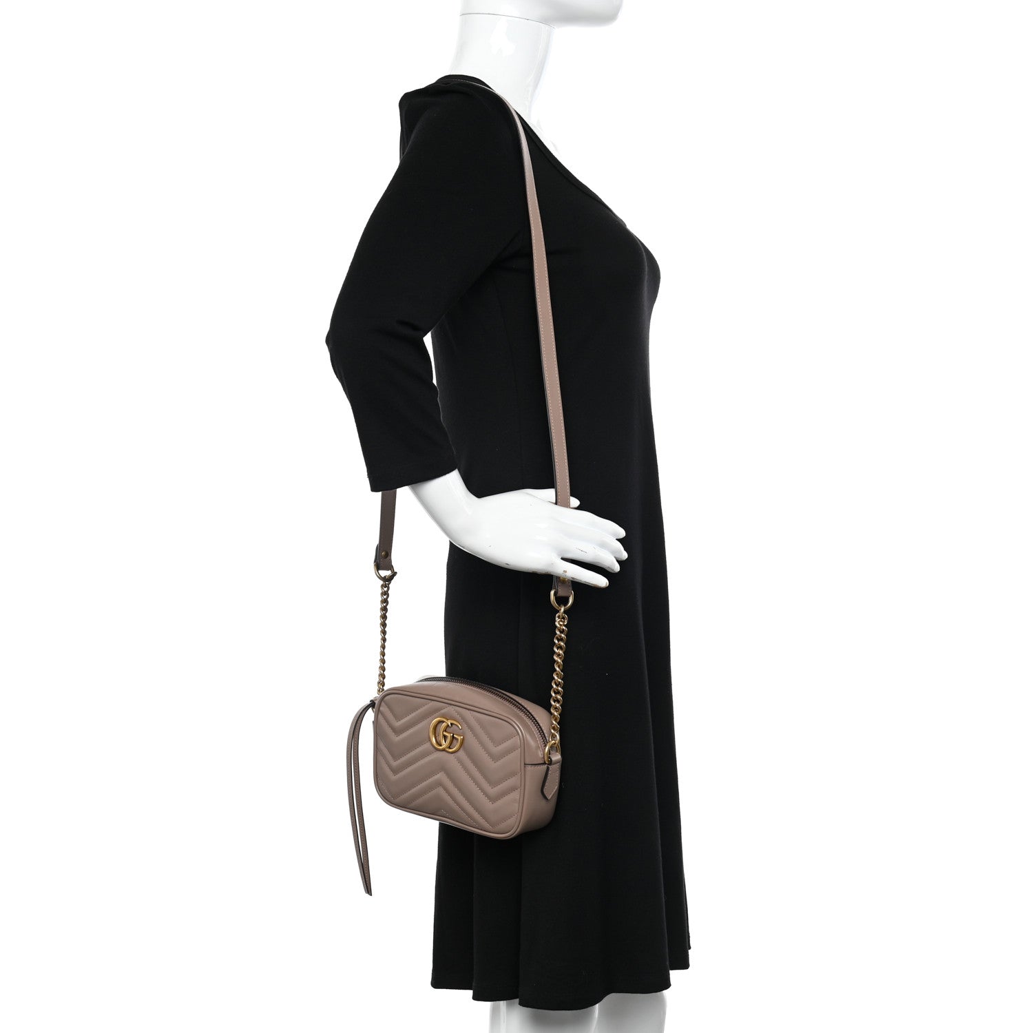 Gucci Calfskin Matelasse Mini GG Marmont Chain Shoulder Bag Porcelain Rose 2 of 10