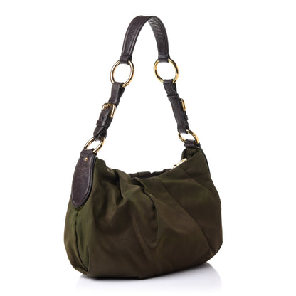 Prada Tessuto Nylon Hobo Black Green 3 of 11