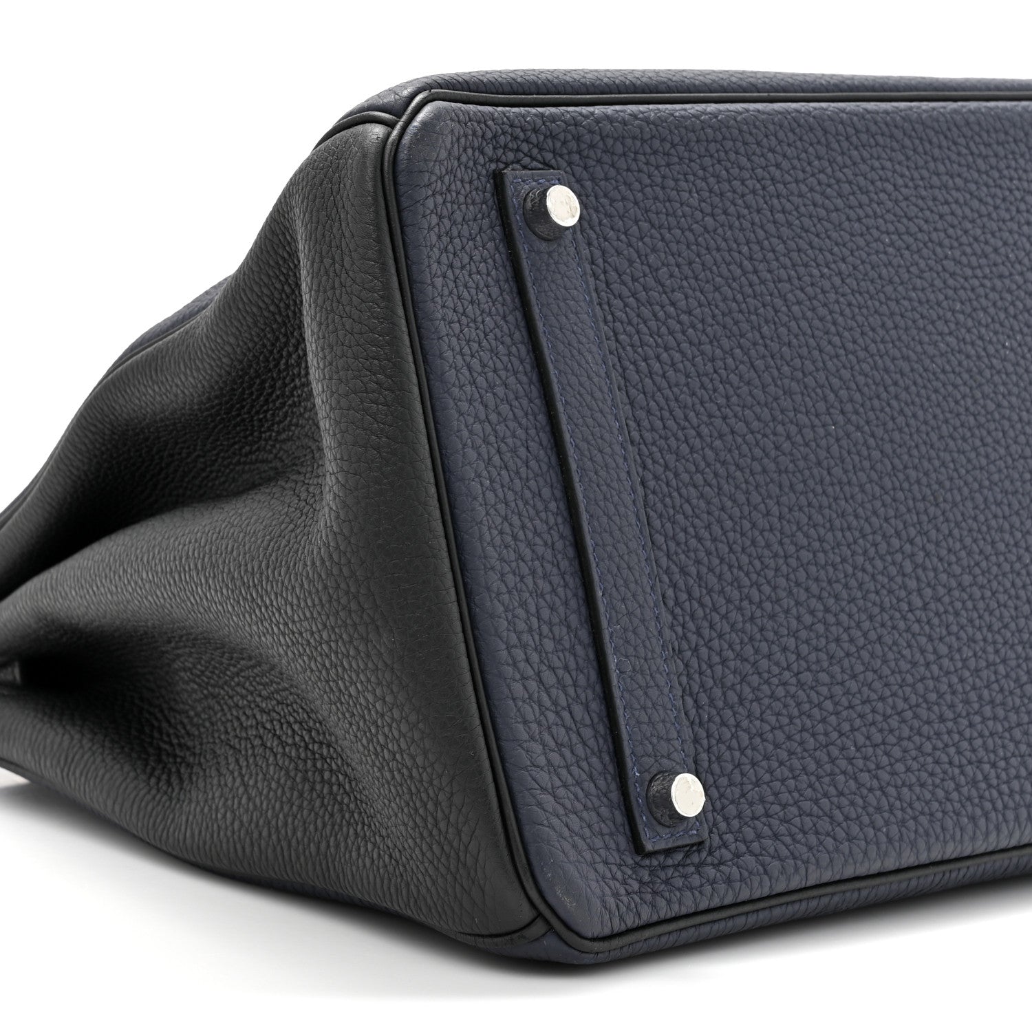 Hermes Togo Bi-Color Horseshoe Birkin 35 Bleu Nuit Black 10 of 12