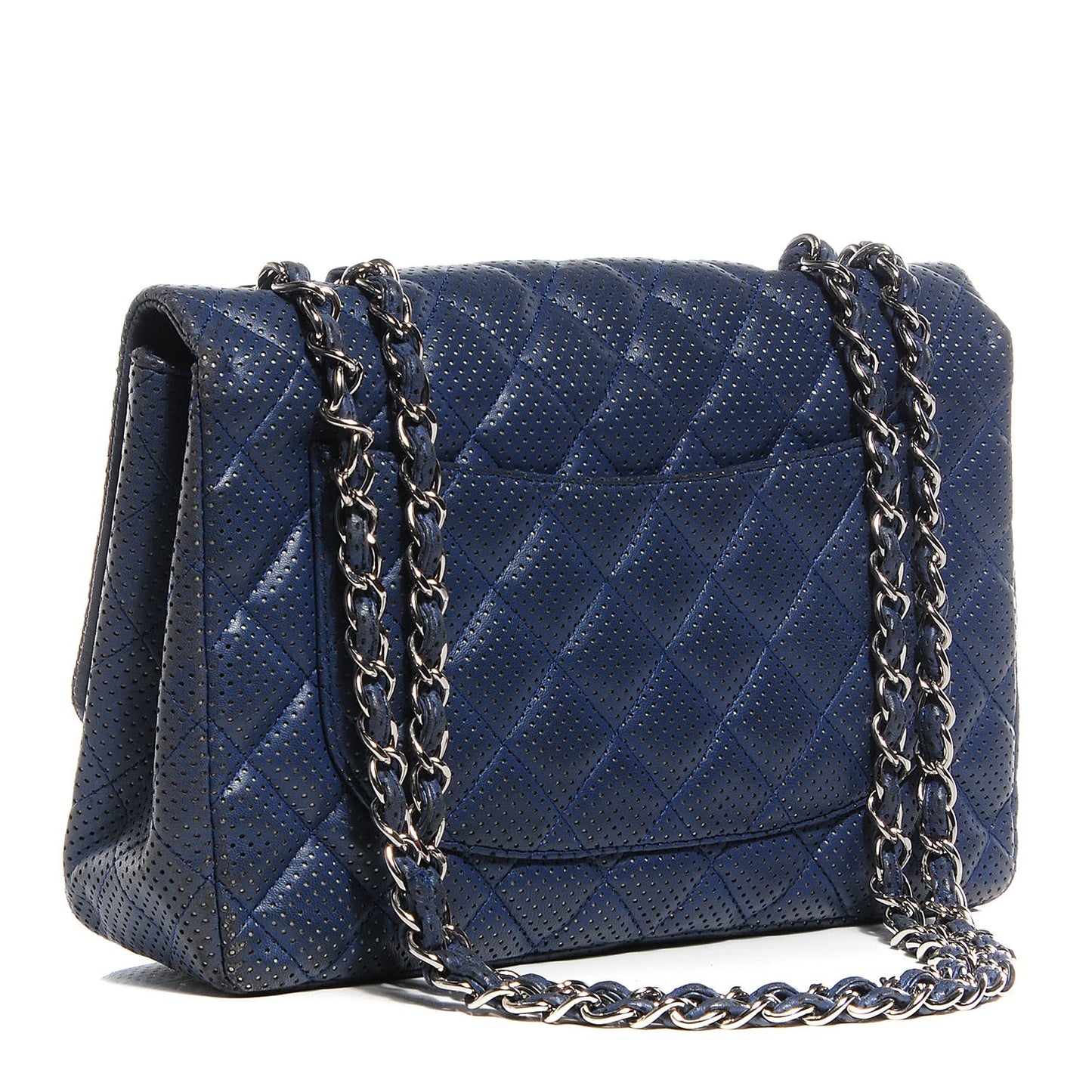 Lambskin Perforated Jumbo Single Flap Blue