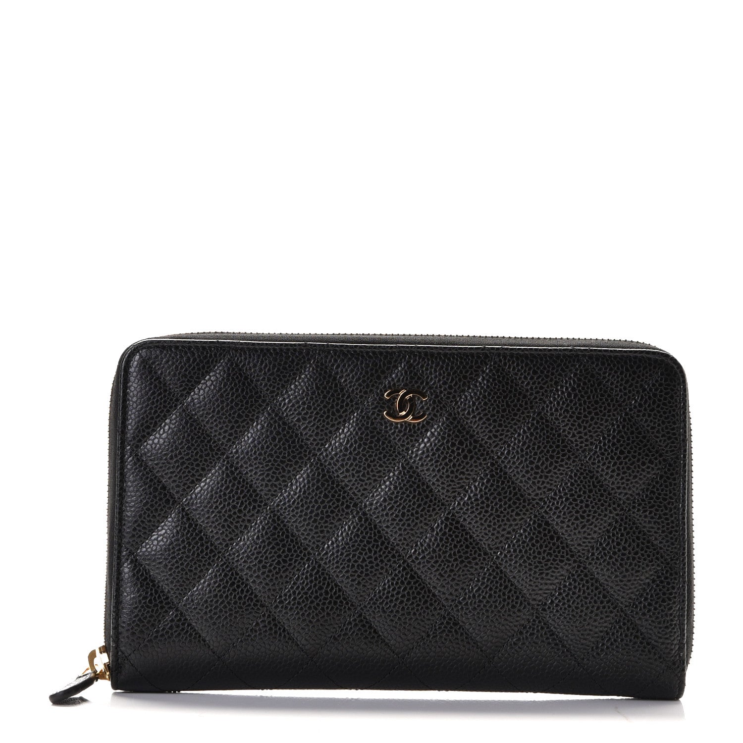 Chanel Caviar Quilted Large Zip Around Organizer Wallet Black 1 of 7