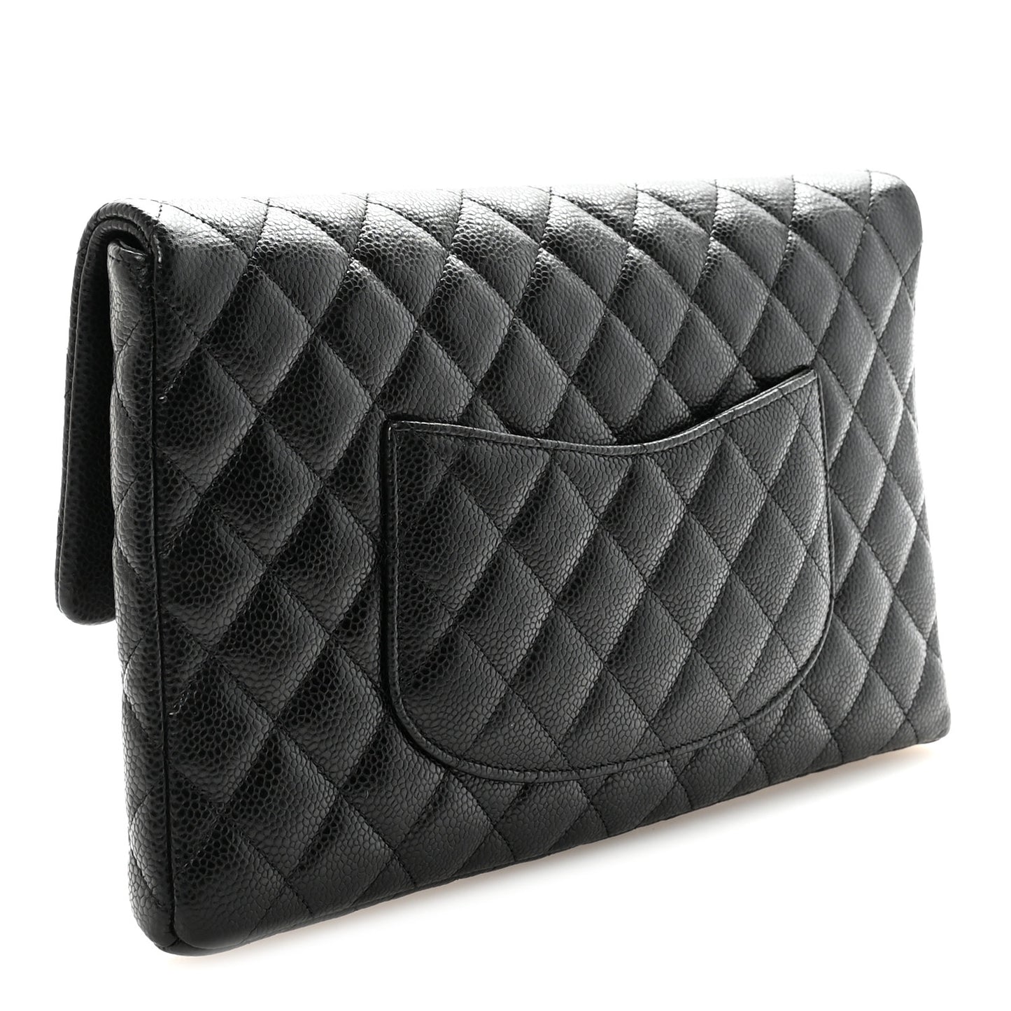 Caviar Quilted Flap Clutch Black