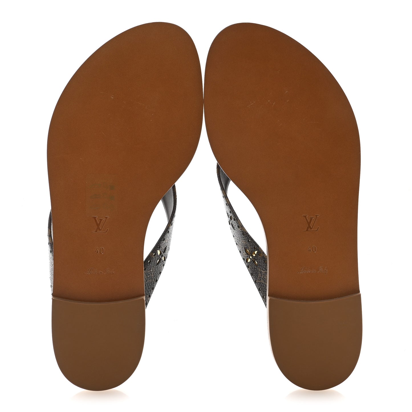 Monogram Sunny Flat Thong Sandals 40 Brown
