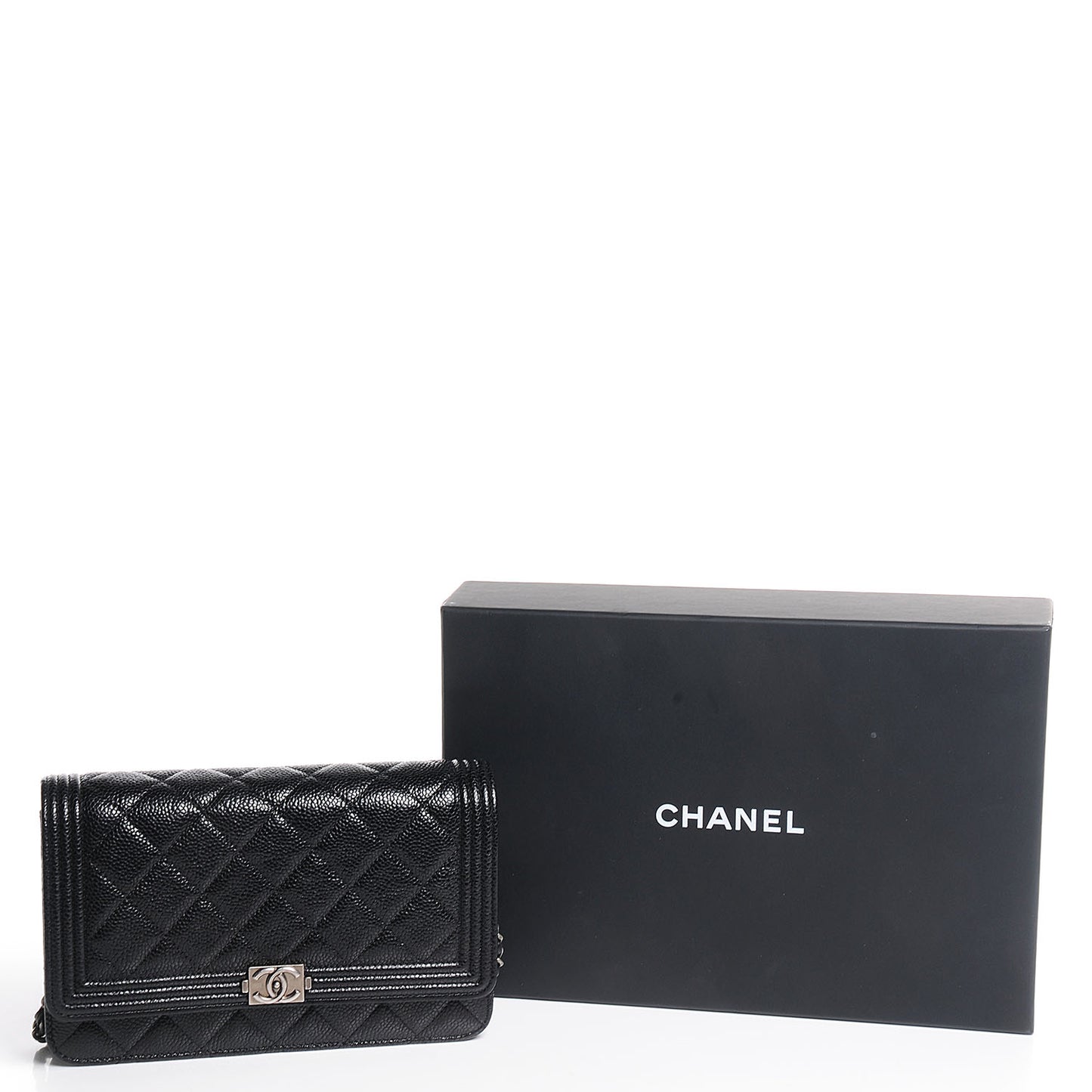 Caviar Quilted Boy Wallet On Chain WOC Black