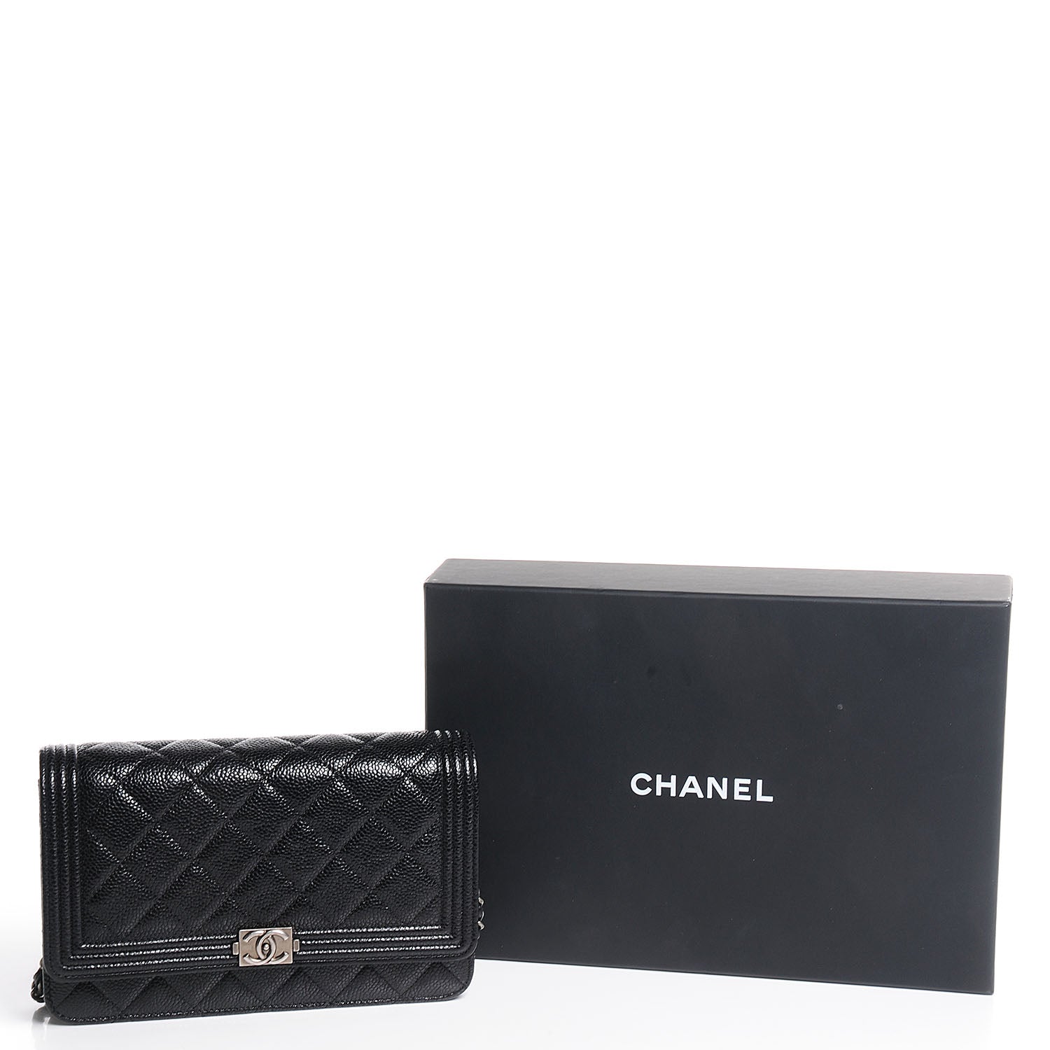 Chanel Caviar Quilted Boy Wallet On Chain WOC Black 6 of 8