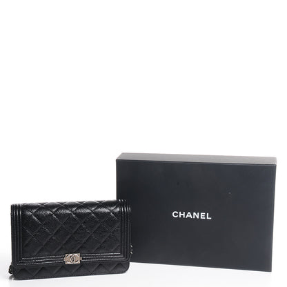Chanel Caviar Quilted Boy Wallet On Chain WOC Black 6 of 8