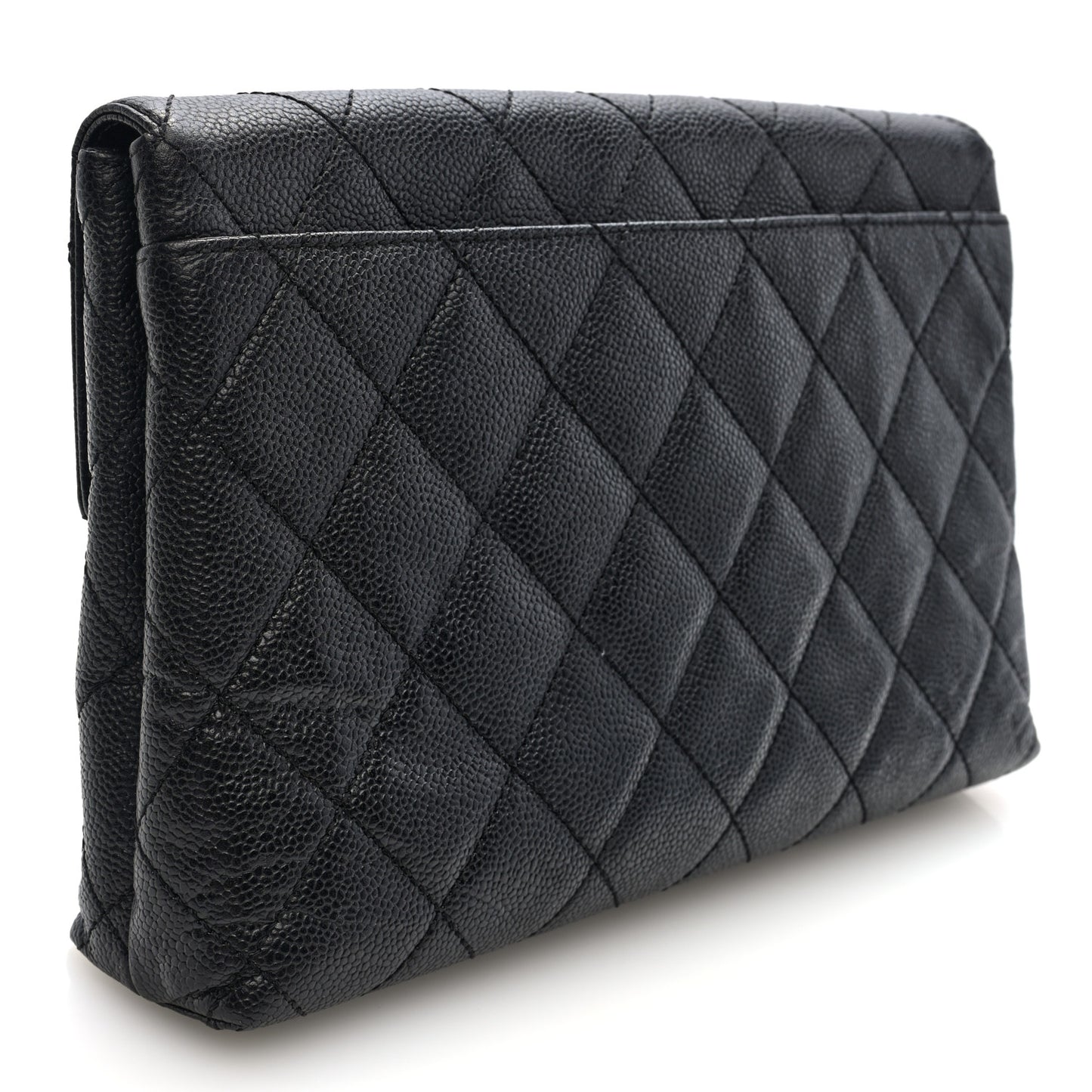 Caviar Quilted CC Beauty Clutch Black