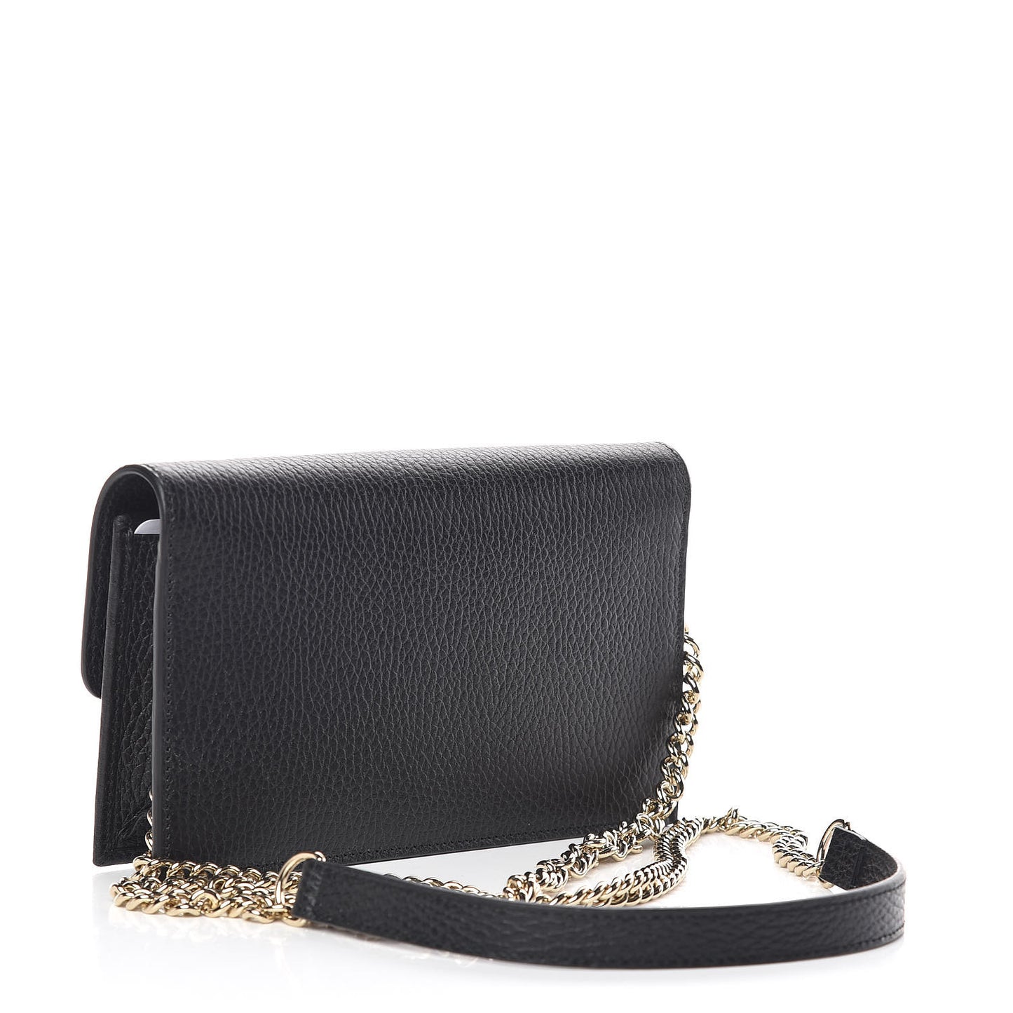 Dollar Calfskin Interlocking G Chain Wallet Black