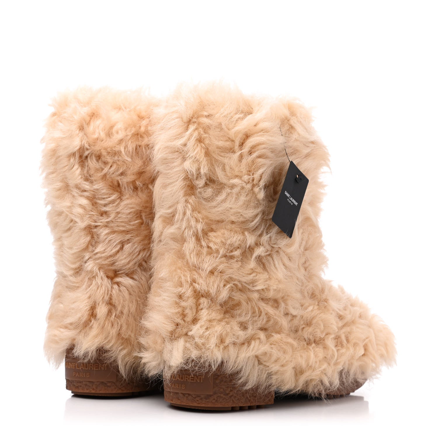 Saint Laurent Shearling Lamb Boots 36 Cream 4 of 9