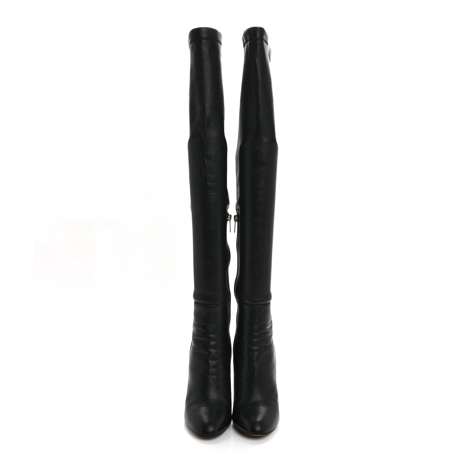 Jimmy Choo Calfskin Stretch Nappa Turner Knee High Boots 38.5 Black 2 of 7
