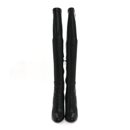 Jimmy Choo Calfskin Stretch Nappa Turner Knee High Boots 38.5 Black 2 of 7