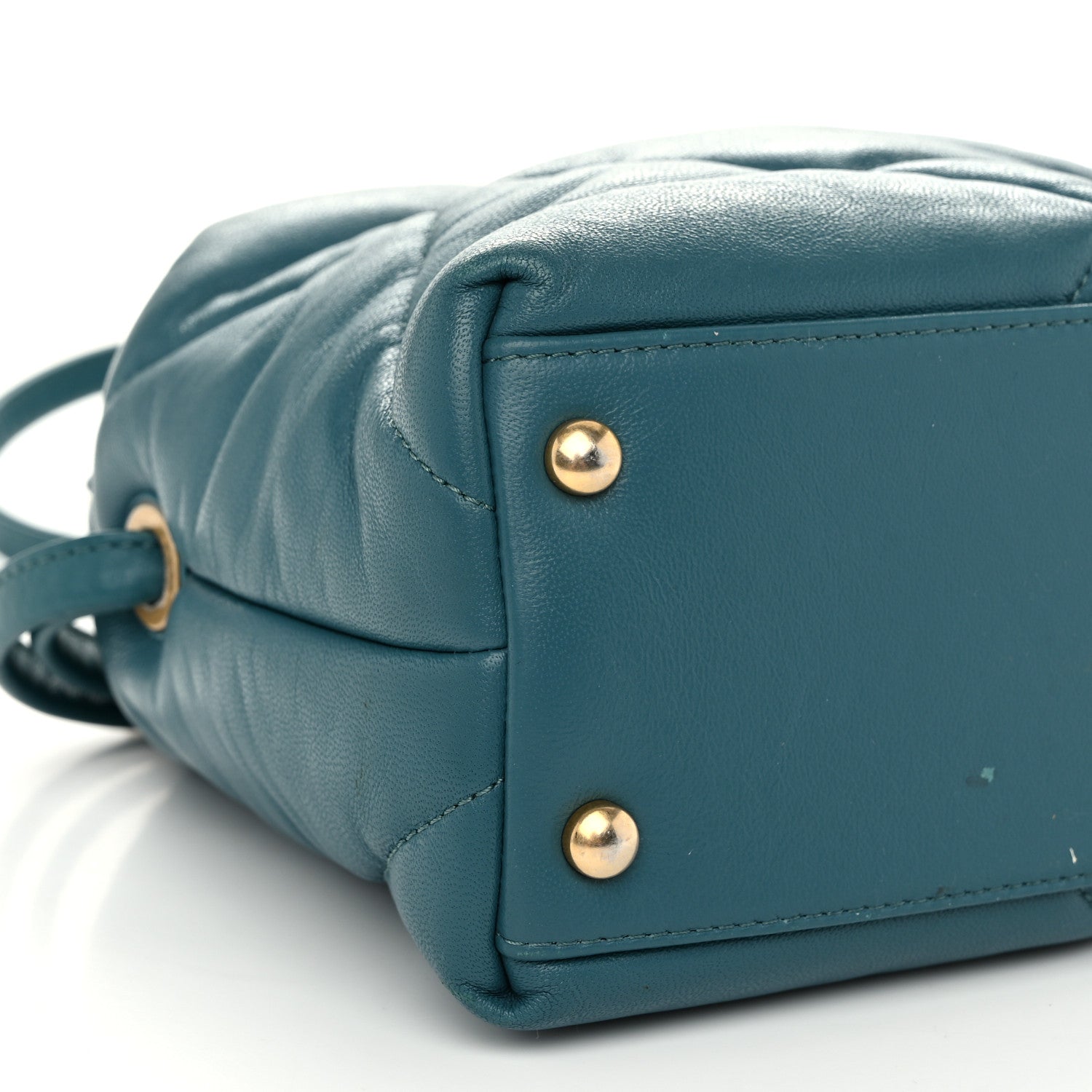 Chanel Lambskin Quilted Small Bowling Bag Turquoise 8 of 9